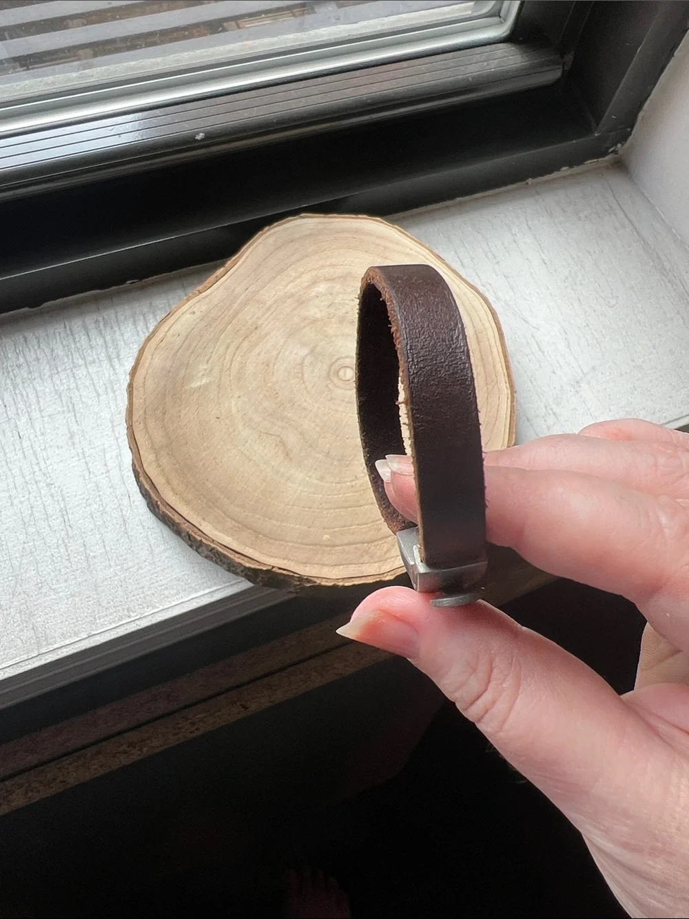 Men's Brown Leather Bracelet with Silver Metal Clasp